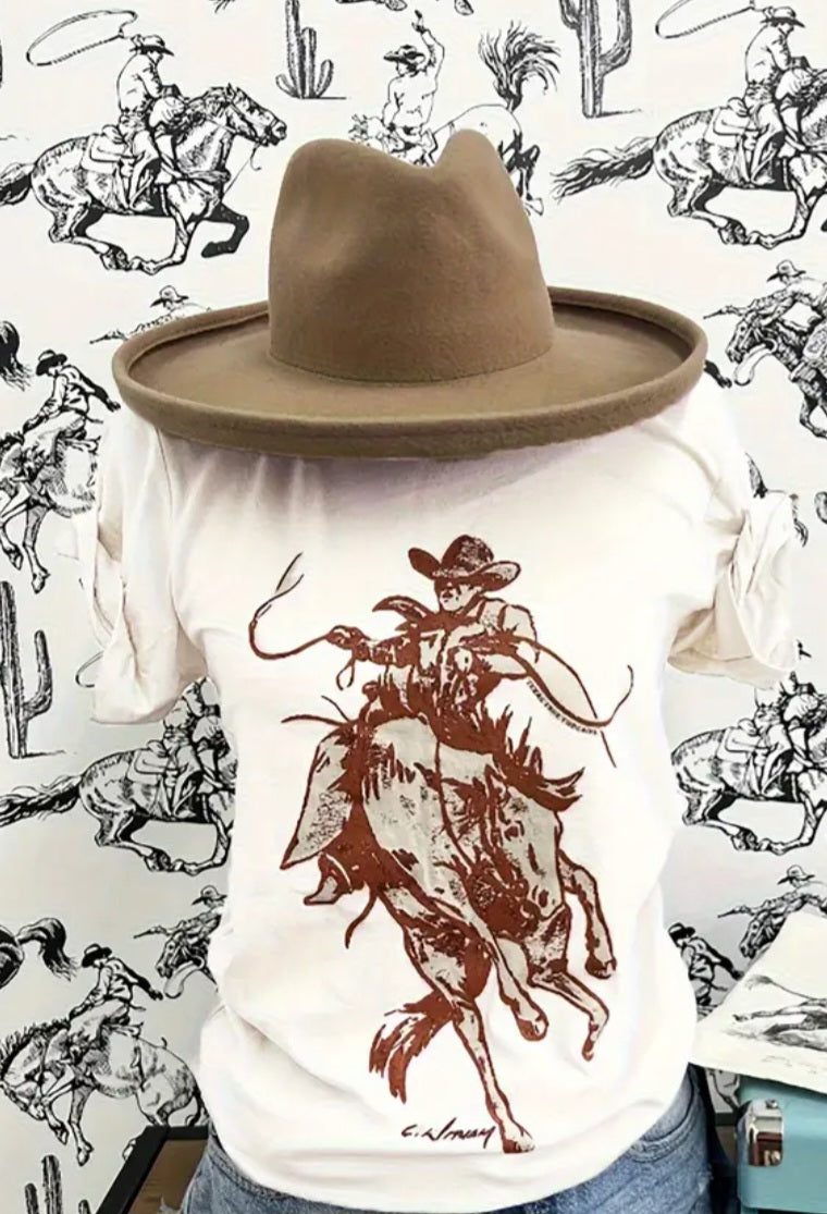 Western Cowboy vintage Bronc Rider Graphic T-Shirt