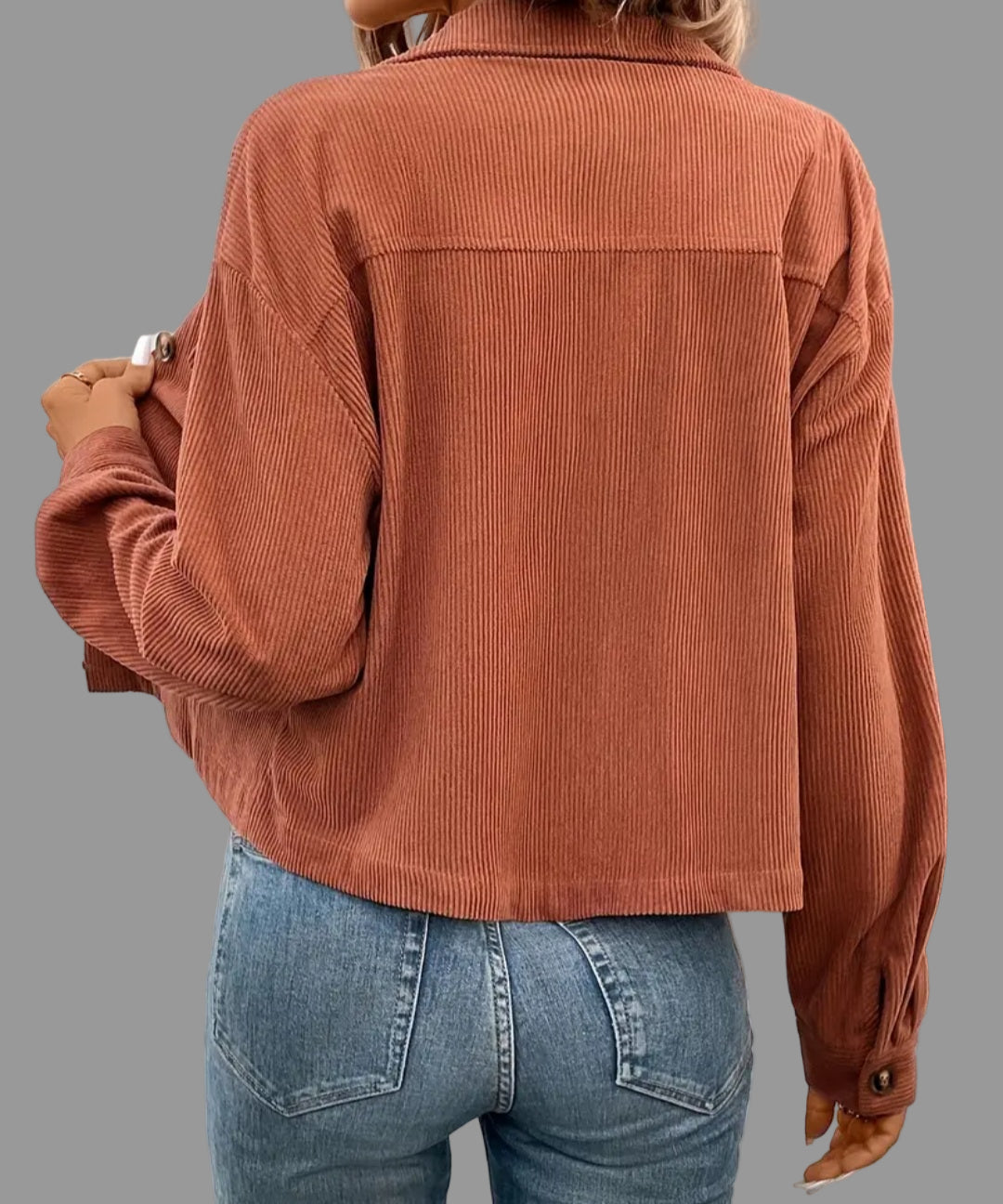 Women's Brown corduroy Button up Classic Blazer