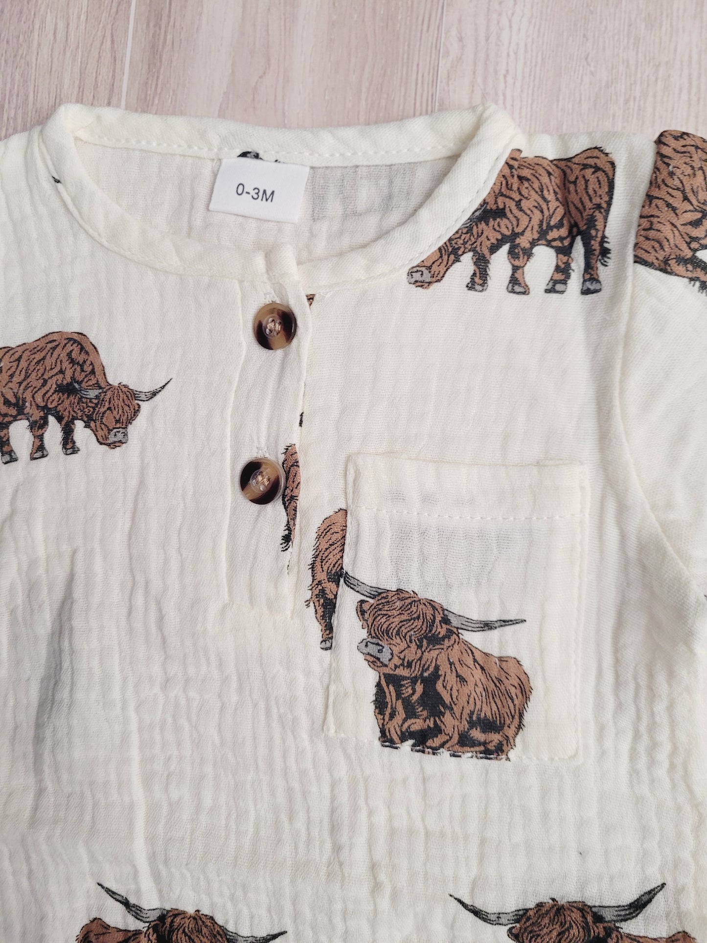 Western cattle print baby boy jumper