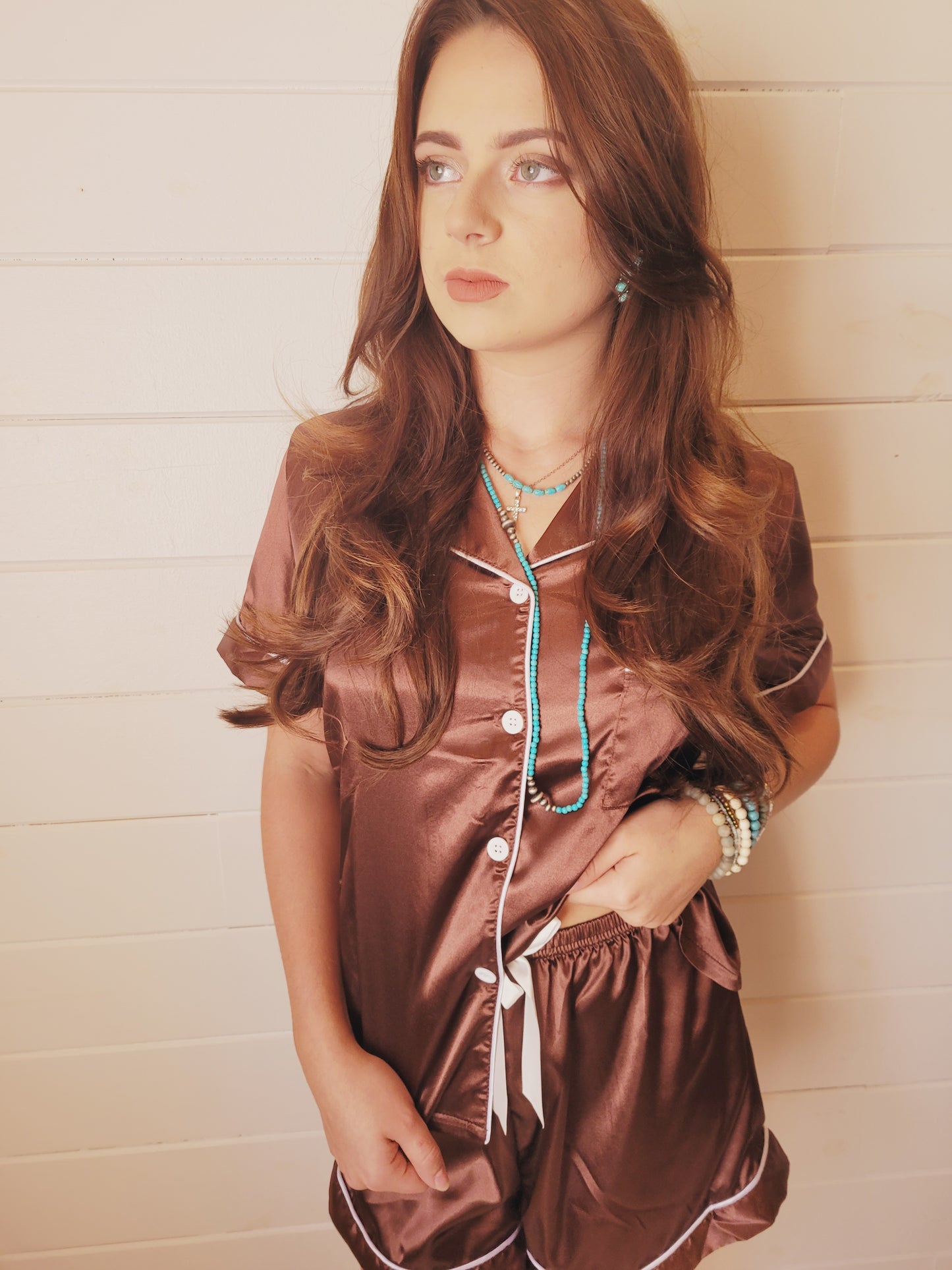 Coffee Bean Brown Satin Pajama Collection - Limited Edition