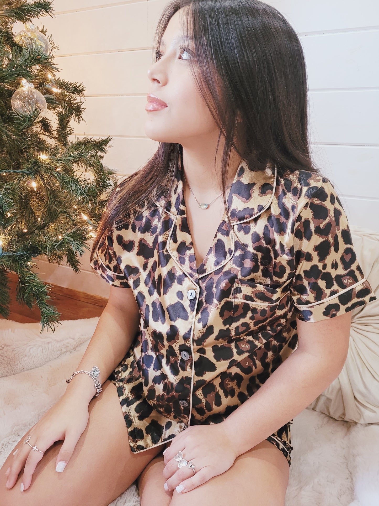 Leopard Print Satin Pajama Set Collection