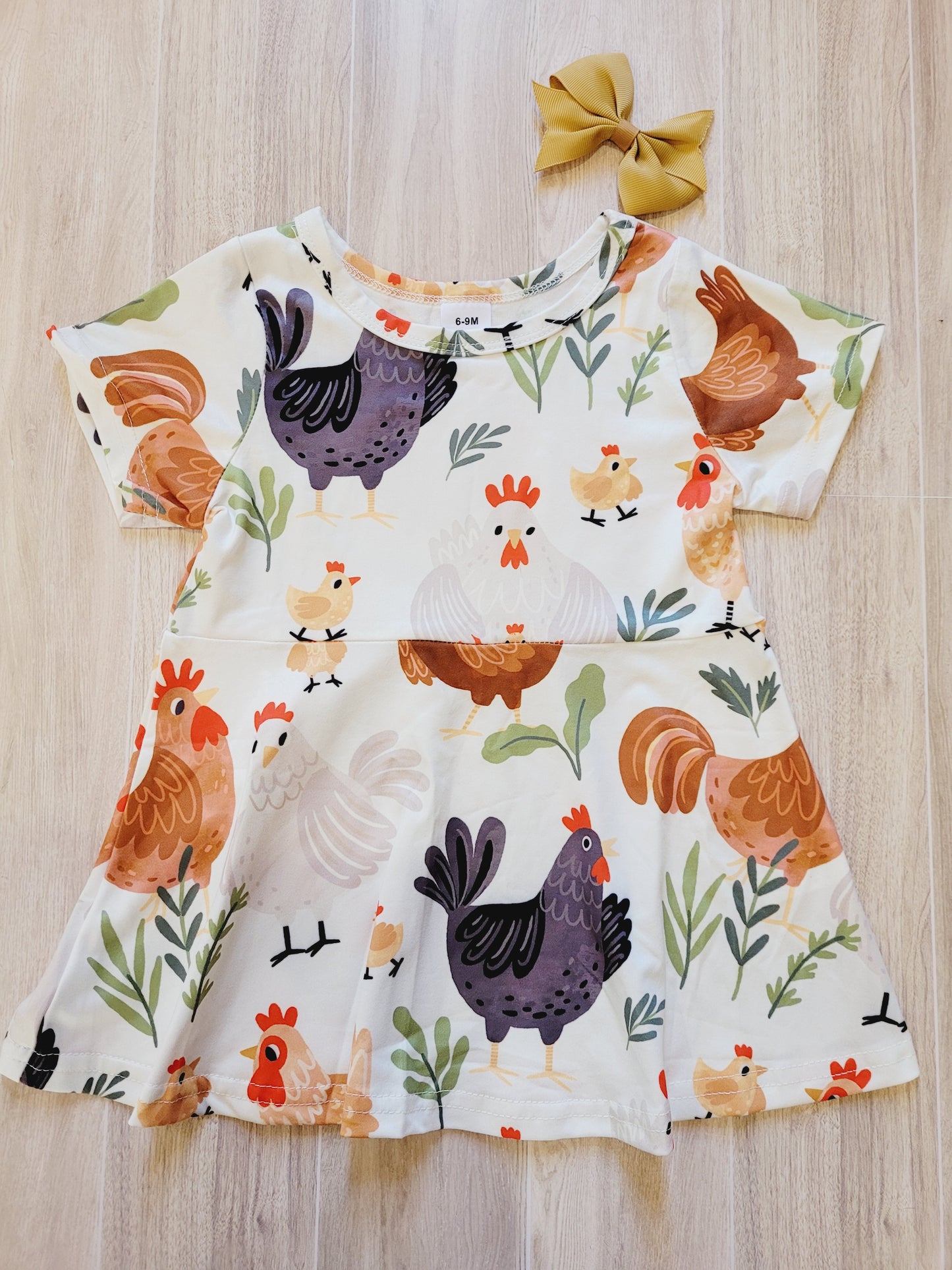 Farm girl Dress (Chicken Print)