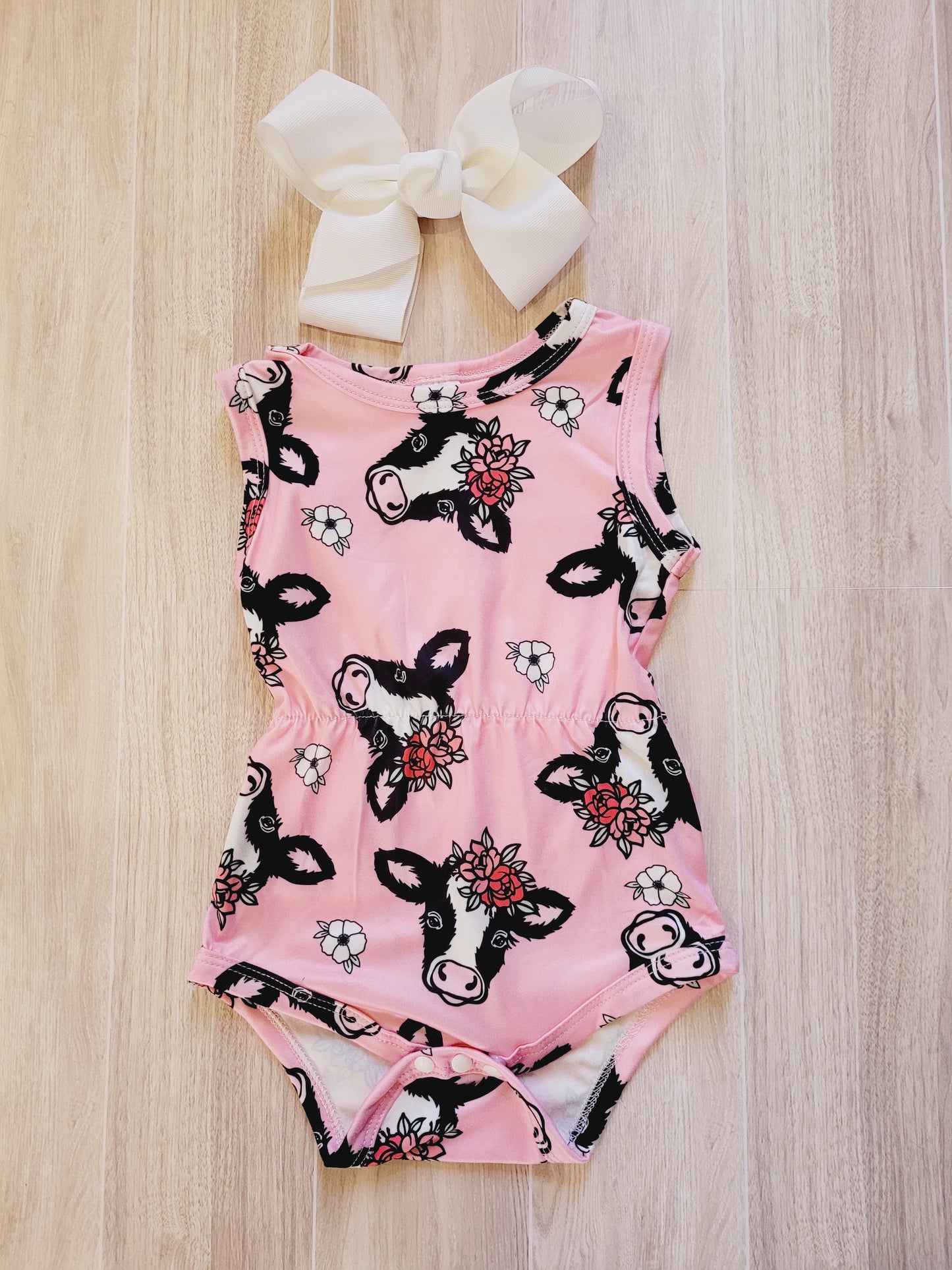 Spring Pink Floral Cow Jumper