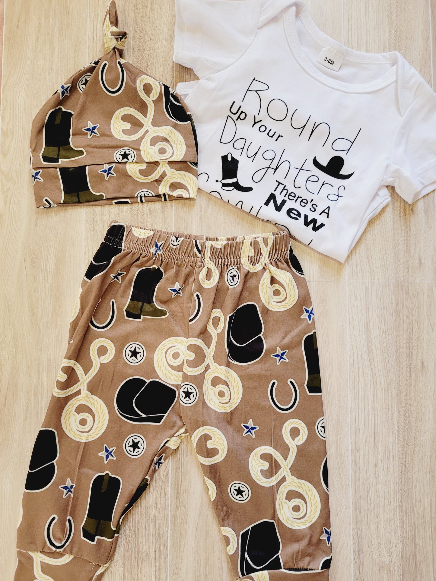 Round up your Cowgirls theres a New Cowboy in town 3piece set outfit
