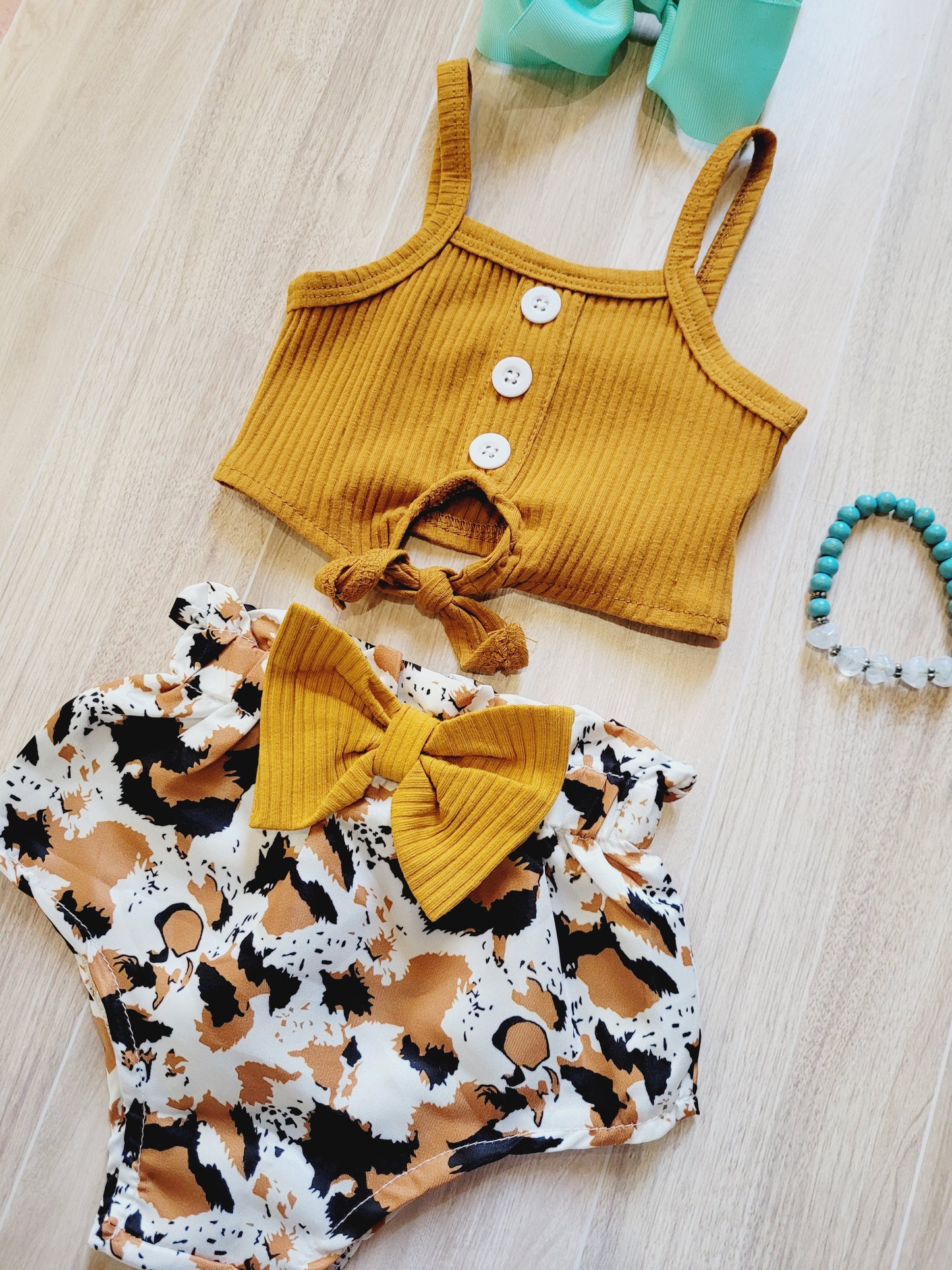 Sassy Rustic Cow Print 2piece baby set