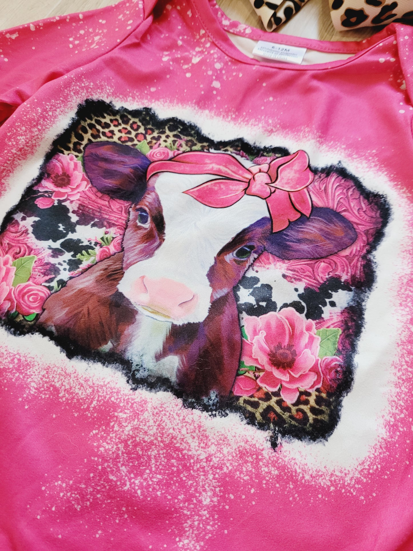 Hot pink Cow/Leopard Ruffled Pomper