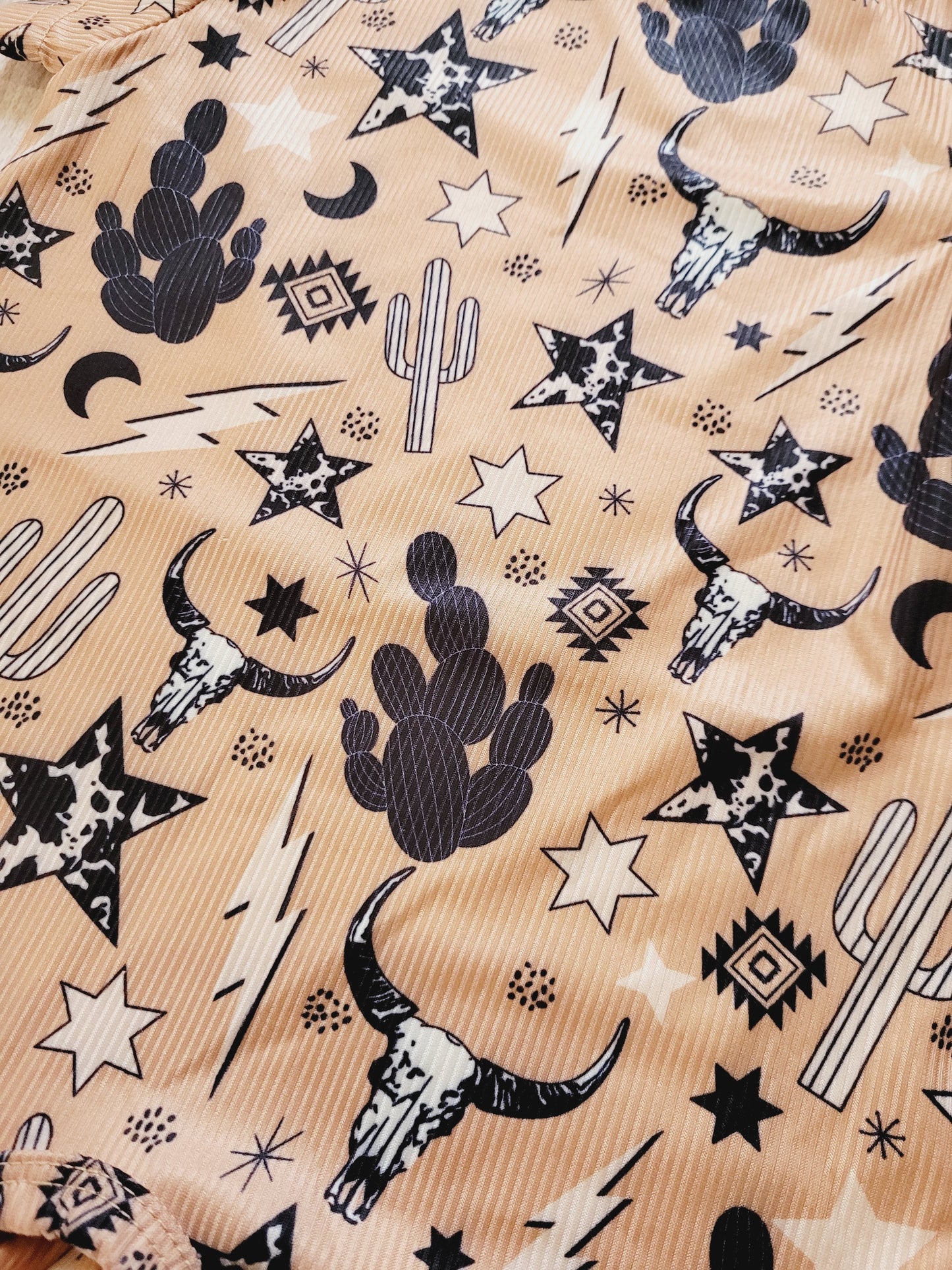 Western printed Light Brown Romper