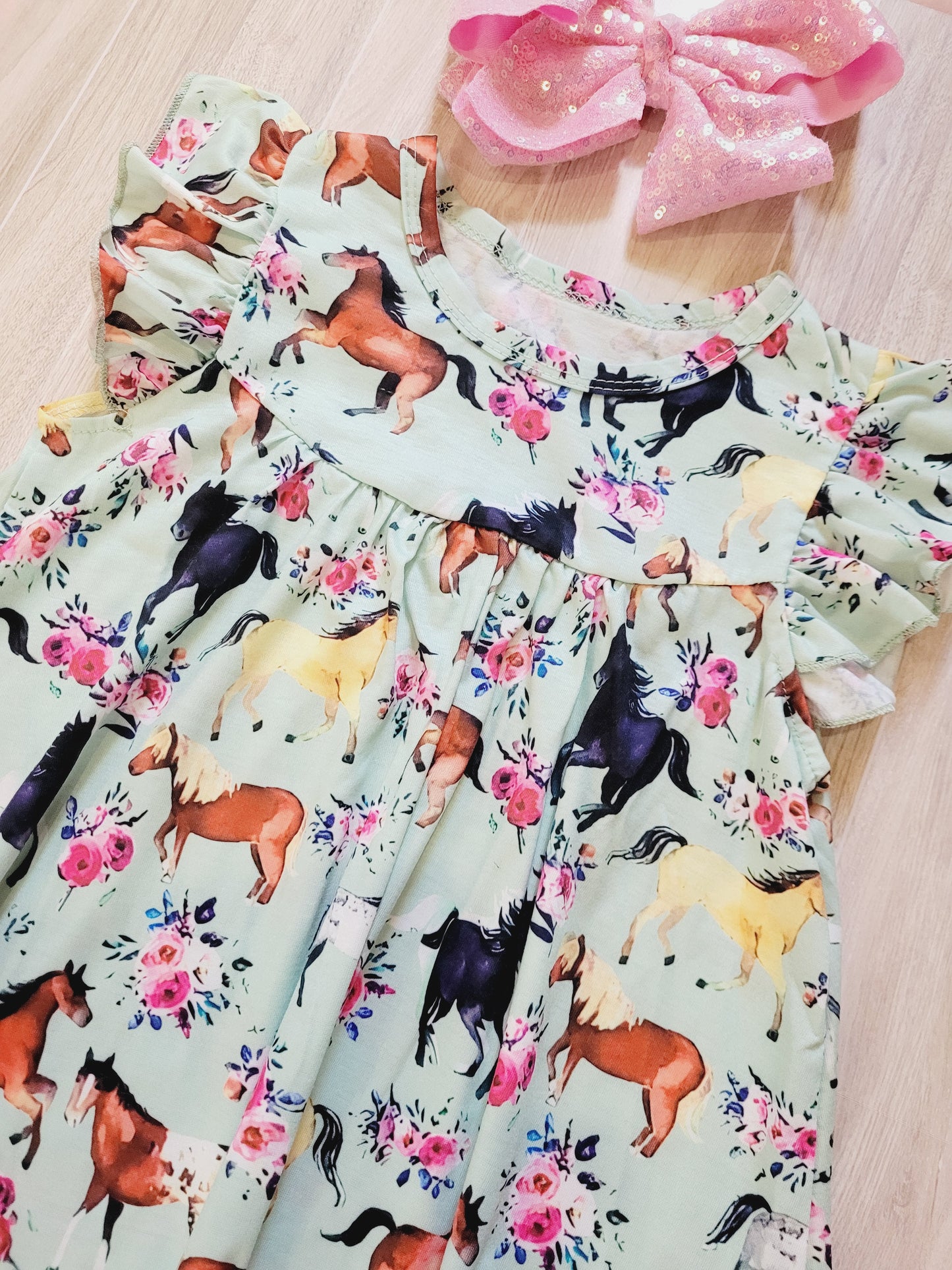Mint Green floral horse dress