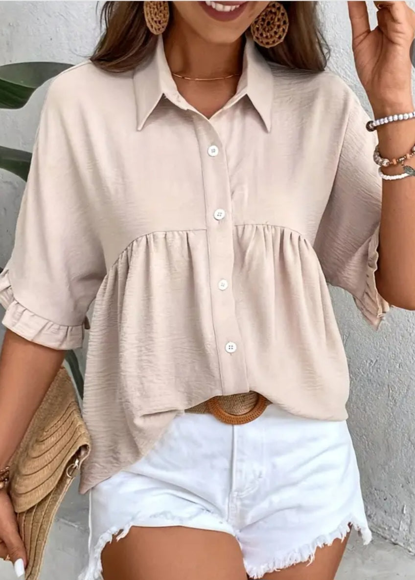Flowy Babydoll Button up top women's
