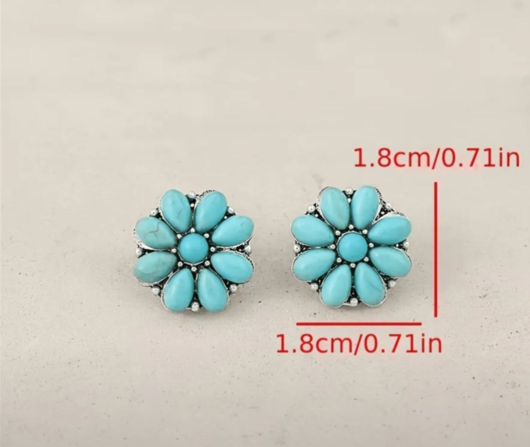 Floral Stud Turquoise Earrings