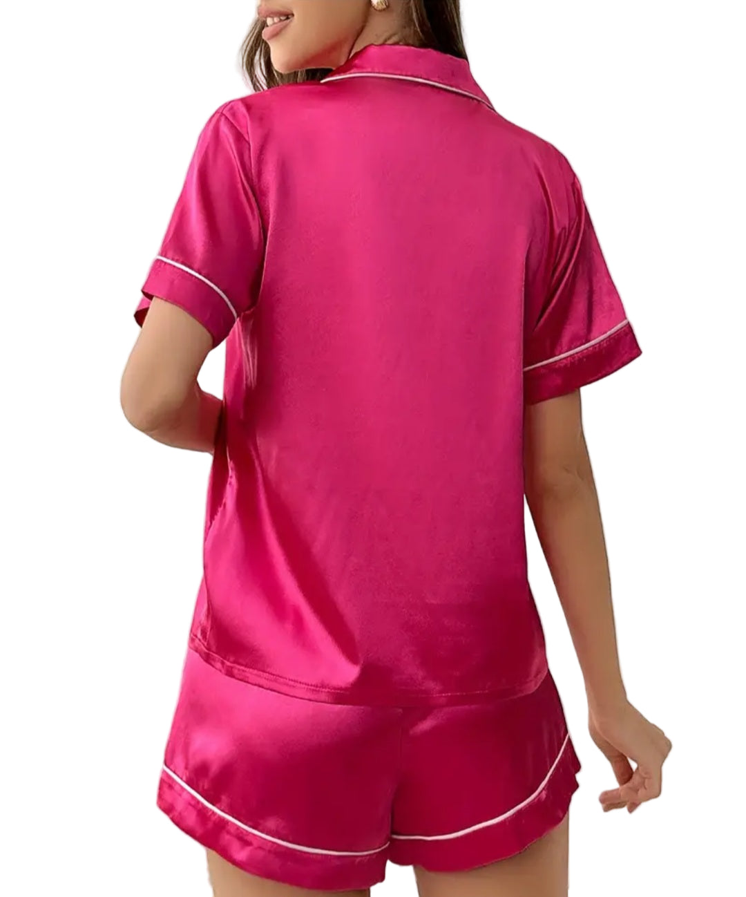 Hot Pink Satin Pajama Set