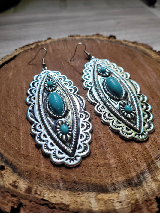 Dangle silver Turquoise dangle bold earring