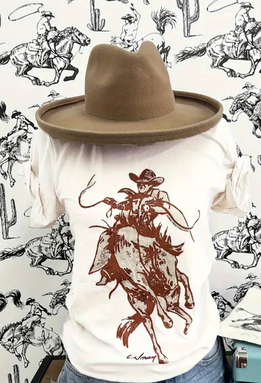 Western Cowboy vintage Bronc Rider Graphic T-Shirt