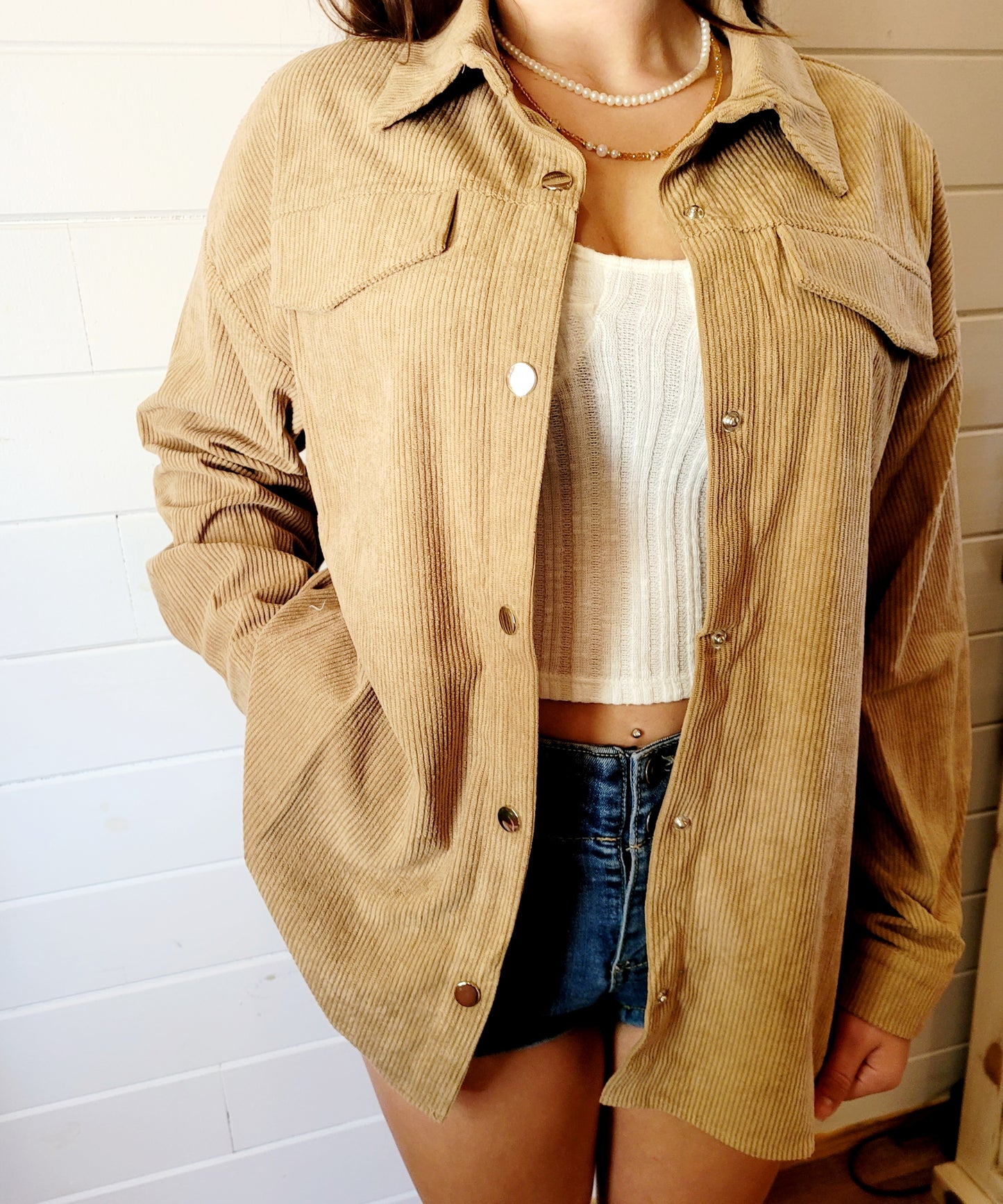 Women's Khaki Casual Trucker Jacket (NEW)