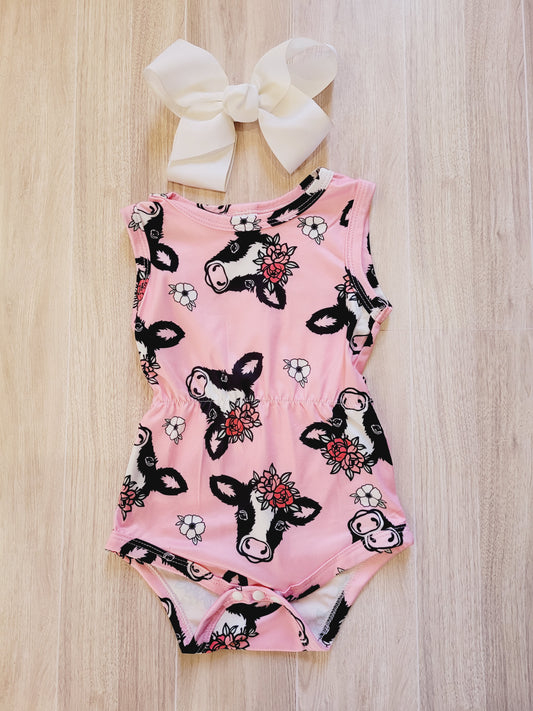 Spring Pink Floral Cow Jumper