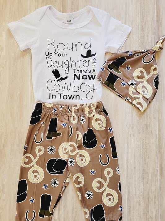 Round up your Cowgirls theres a New Cowboy in town 3piece set outfit