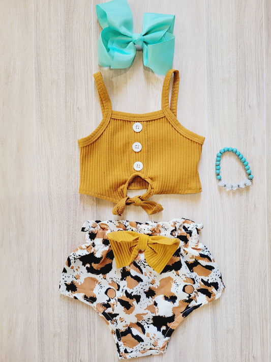 Sassy Rustic Cow Print 2piece baby set
