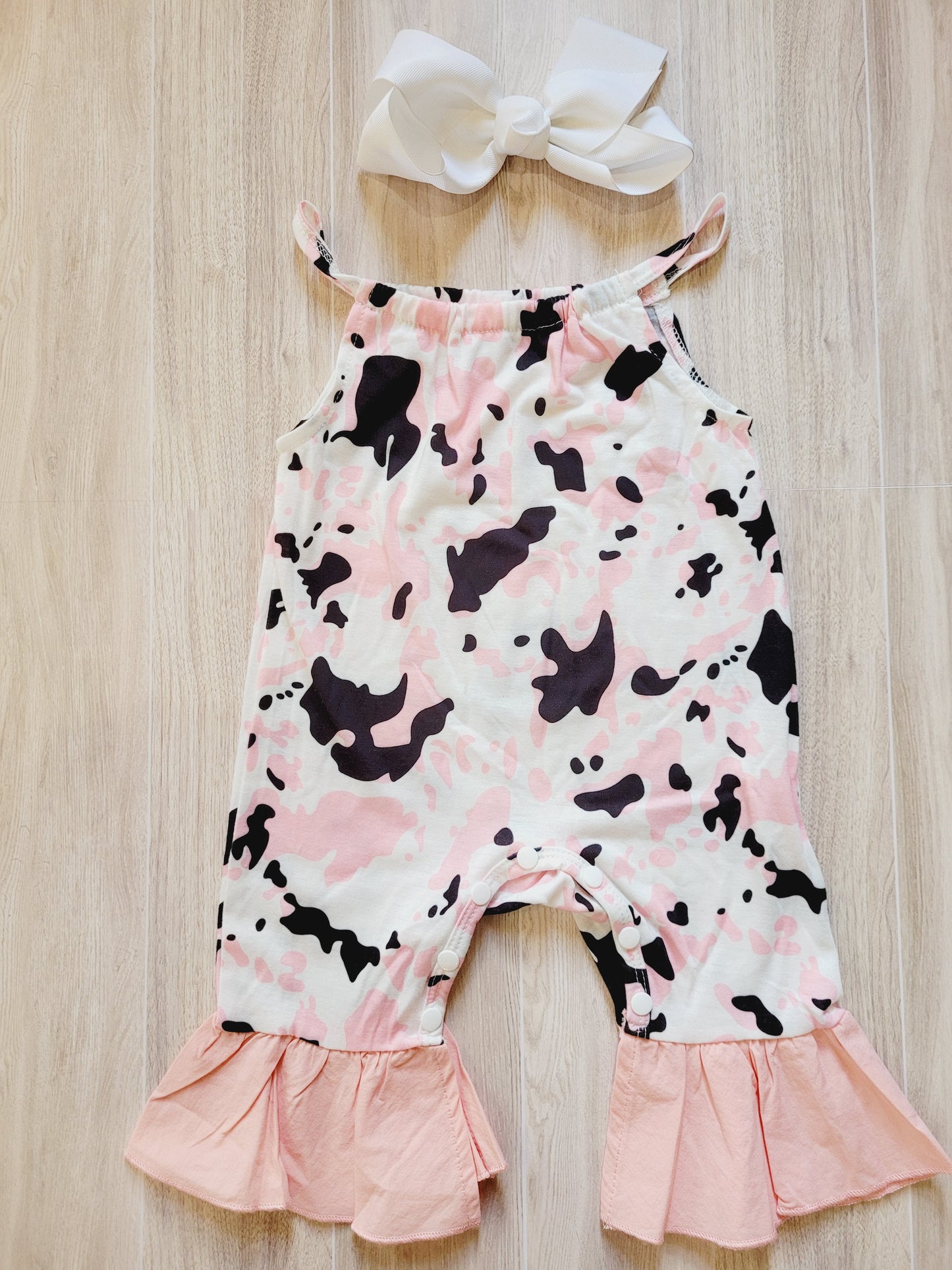 Baby Pink Cowgirl printed Romper