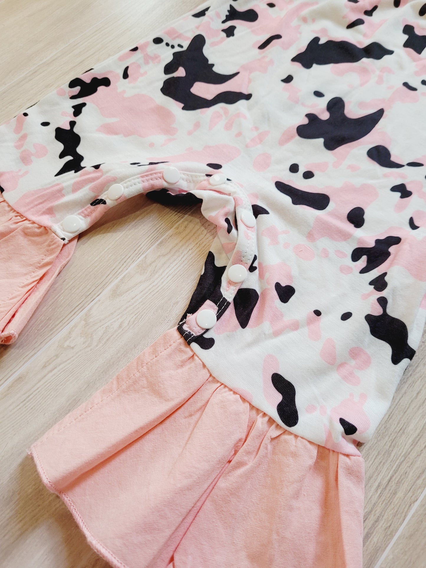 Baby Pink Cowgirl printed Romper
