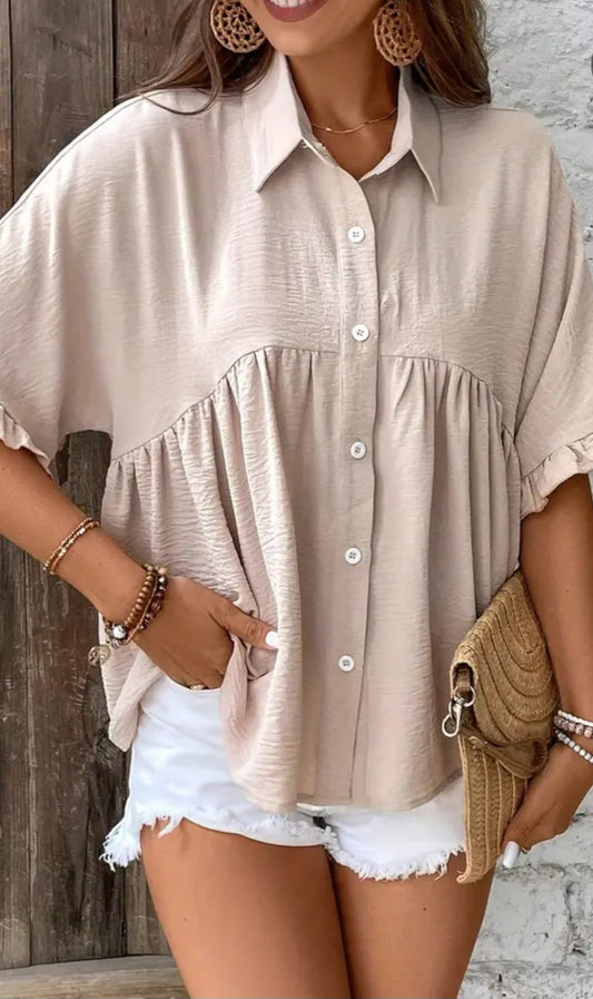 Flowy Babydoll Button up top women's