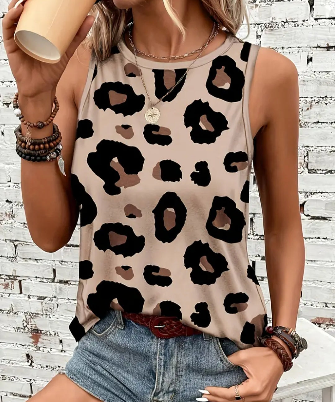 women's Leopard Print Tank Top