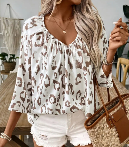 Casual Leopard print women's Blouse