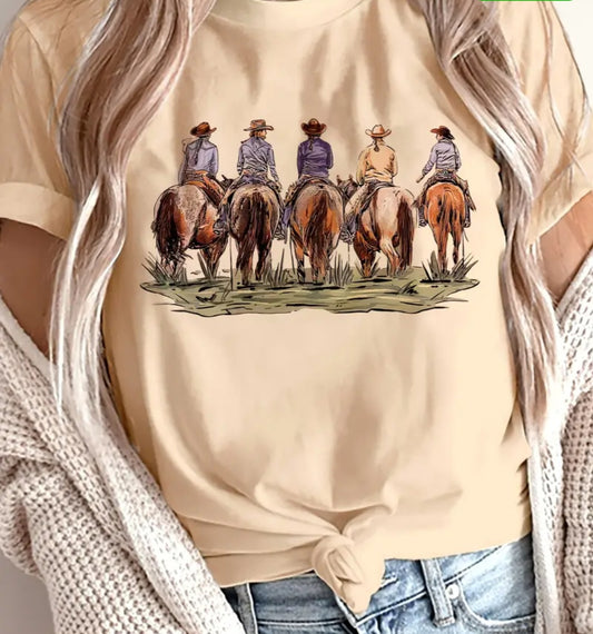 Western Cowboys and Horses Women's Graphic T-Shirt