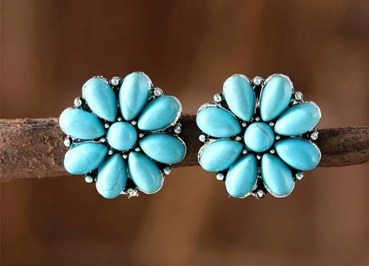 Floral Stud Turquoise Earrings