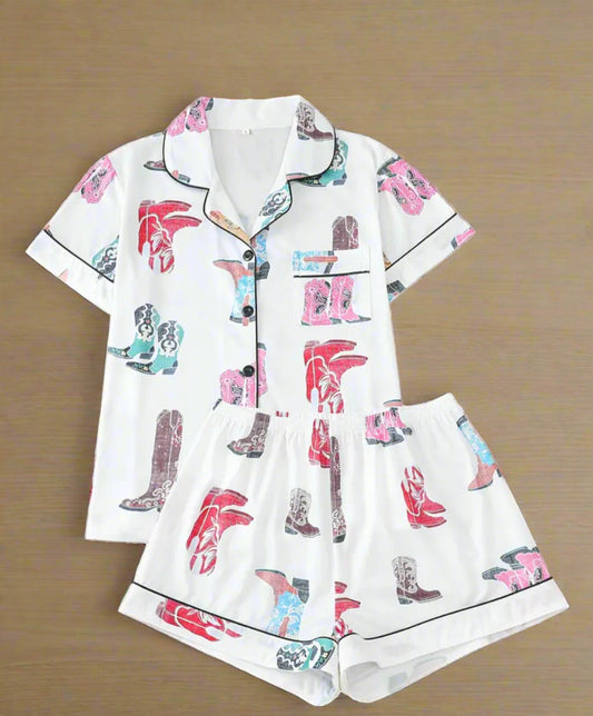 Colorful Cowboy Boots Pajama Set