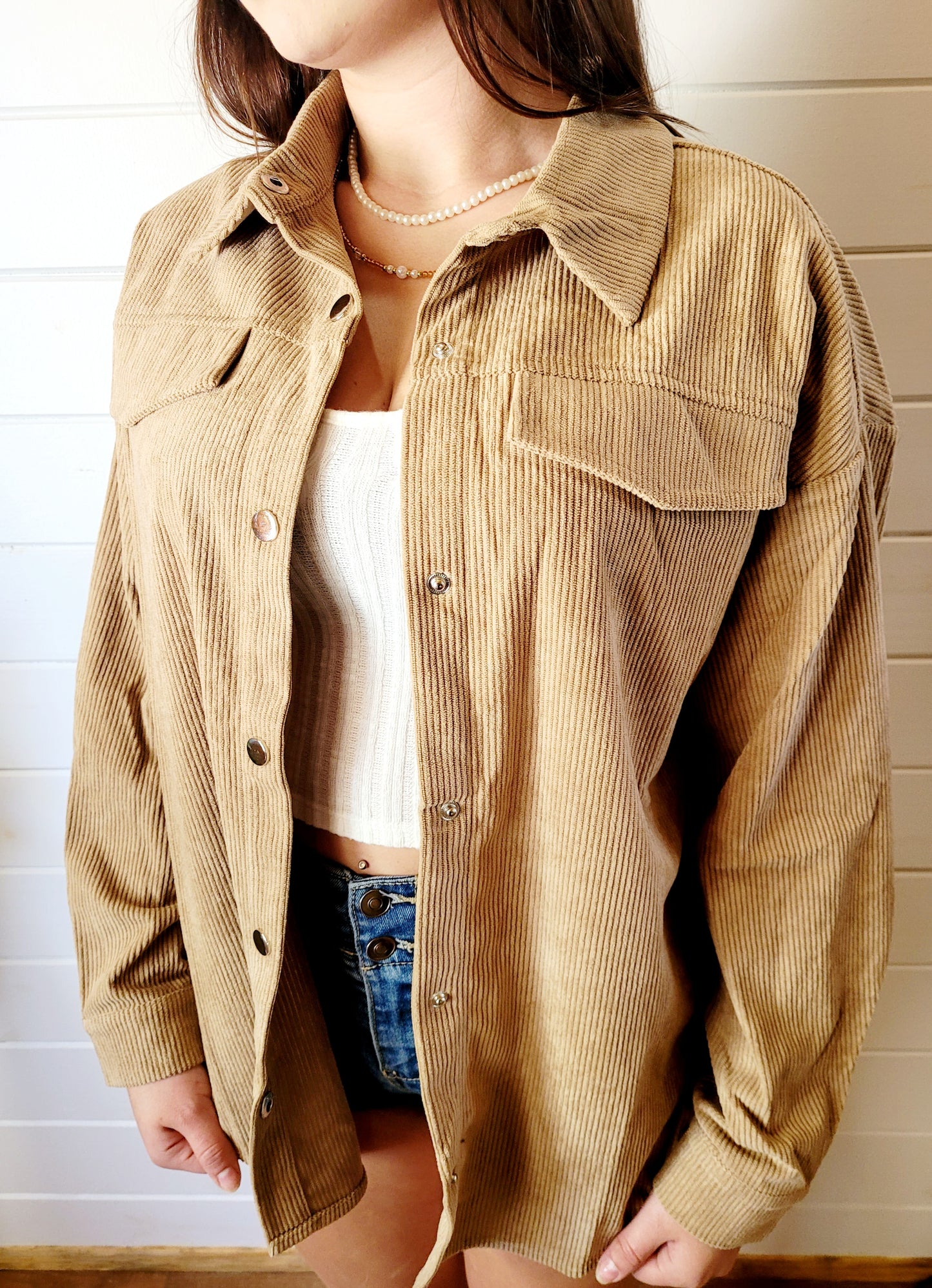 Women's Khaki Casual Trucker Jacket (NEW)